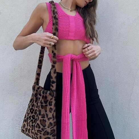 JUMISEE Women's Sexy Wrap Around Strappy Crop Top Knit Multi Wear Sweater Tank Tops Sleeveless Bandage Vest in Kuwait