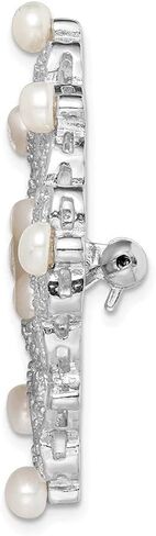 Diamond2Deal 925 Sterling Silver Rhodium-plated Cultured Pearl andCZ Pin Fine Jewelry for Women in Saudi Arabia