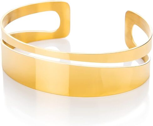 تشارلي بيج سوار ستانلس ستيل للنساء | هاي ستريت المفتوحة الكفة سوار الإسورة | لمسة نهائية ذهبية in Kuwait