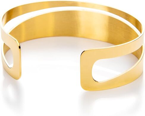 تشارلي بيج سوار ستانلس ستيل للنساء | هاي ستريت المفتوحة الكفة سوار الإسورة | لمسة نهائية ذهبية in Kuwait