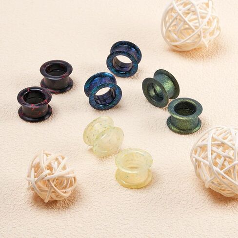 Longbeauty 8 قطع من مقاييس الأذن السميكة من السيليكون سدادات أنفاق الأذن المرنة نقالات حلق مزدوج متوهج ثقب الأذن مجوهرات للنساء والرجال in Kuwait