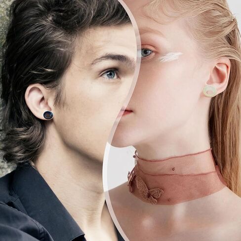 Longbeauty 8 قطع من مقاييس الأذن السميكة من السيليكون سدادات أنفاق الأذن المرنة نقالات حلق مزدوج متوهج ثقب الأذن مجوهرات للنساء والرجال in Kuwait