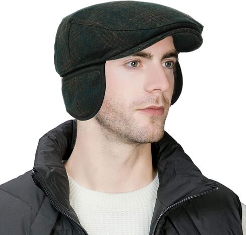 قبعة جديدة للرجال من الصوف للشتاء لعام 2020، قبعة مسطحة قابلة للتعديل للطقس البارد، مبطنة وناعمة in Kuwait