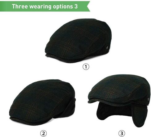 قبعة جديدة للرجال من الصوف للشتاء لعام 2020، قبعة مسطحة قابلة للتعديل للطقس البارد، مبطنة وناعمة in Kuwait
