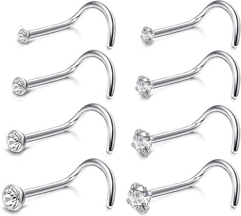 IRONBOX 20G التيتانيوم الأنف الدائري ترصيع للنساء الرجال مربع الجولة تشيكوسلوفاكيا الأنف مسمار L شكل المسمار الأنف خواتم الأنف ثقب المجوهرات in Kuwait