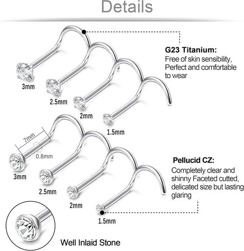 IRONBOX 20G التيتانيوم الأنف الدائري ترصيع للنساء الرجال مربع الجولة تشيكوسلوفاكيا الأنف مسمار L شكل المسمار الأنف خواتم الأنف ثقب المجوهرات in Kuwait