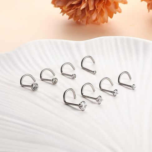 IRONBOX 20G التيتانيوم الأنف الدائري ترصيع للنساء الرجال مربع الجولة تشيكوسلوفاكيا الأنف مسمار L شكل المسمار الأنف خواتم الأنف ثقب المجوهرات in Kuwait