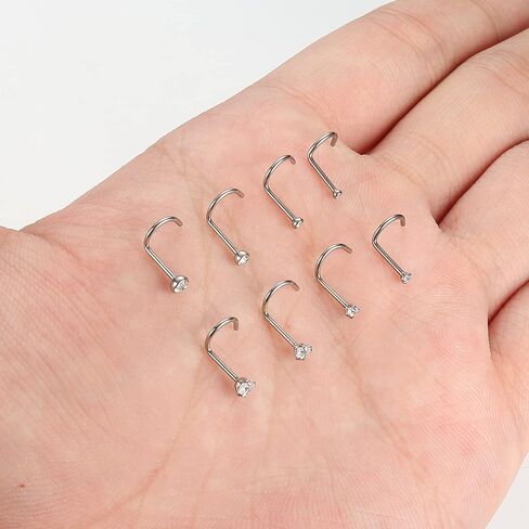 IRONBOX 20G التيتانيوم الأنف الدائري ترصيع للنساء الرجال مربع الجولة تشيكوسلوفاكيا الأنف مسمار L شكل المسمار الأنف خواتم الأنف ثقب المجوهرات in Kuwait