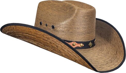 MexART Deluxe Cowboy Hat Mexican Palm Dark Natural Straw Wide Brim | Sombrero Baquero de Lujo de Palma Oscuro Natural, Dark Natural, One Size-Large in Kuwait