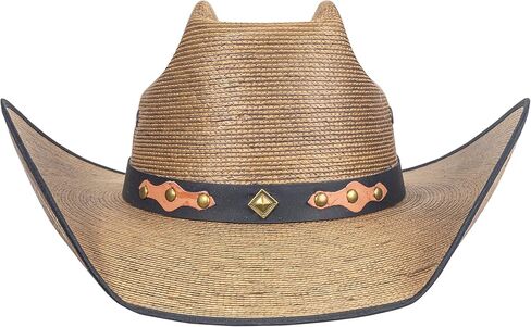 MexART Deluxe Cowboy Hat Mexican Palm Dark Natural Straw Wide Brim | Sombrero Baquero de Lujo de Palma Oscuro Natural, Dark Natural, One Size-Large in Kuwait