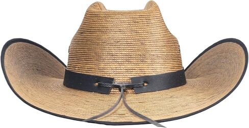 MexART Deluxe Cowboy Hat Mexican Palm Dark Natural Straw Wide Brim | Sombrero Baquero de Lujo de Palma Oscuro Natural, Dark Natural, One Size-Large in Kuwait