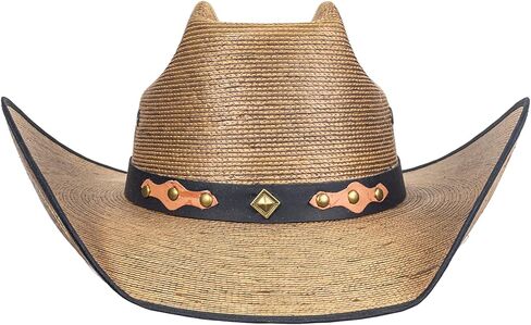 MexART Deluxe Cowboy Hat Mexican Palm Dark Natural Straw Wide Brim | Sombrero Baquero de Lujo de Palma Oscuro Natural, Dark Natural, One Size-Large in Kuwait