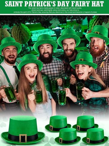 Cozypower عيد القديس باتريك أفضل قبعة الجني قبعة الأخضر الأيرلندية المخملية أفضل قبعة للكبار سانت باتريك الجني زي صالح in Saudi Arabia