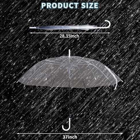 Gtouse 10 Pcs Clear Umbrellas for Wedding, 37in White Transparent Umbrella Dome See Through Umbrella Windproof Umbrella Handle Semi-automatic for Woman Men Bride Bridesmaid Party in Saudi Arabia