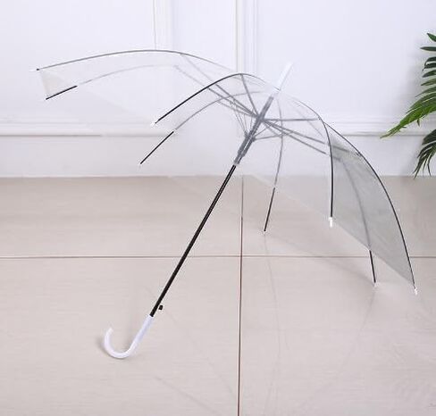 Gtouse 10 Pcs Clear Umbrellas for Wedding, 37in White Transparent Umbrella Dome See Through Umbrella Windproof Umbrella Handle Semi-automatic for Woman Men Bride Bridesmaid Party in Saudi Arabia