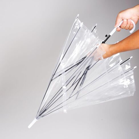 Gtouse 10 Pcs Clear Umbrellas for Wedding, 37in White Transparent Umbrella Dome See Through Umbrella Windproof Umbrella Handle Semi-automatic for Woman Men Bride Bridesmaid Party in Saudi Arabia