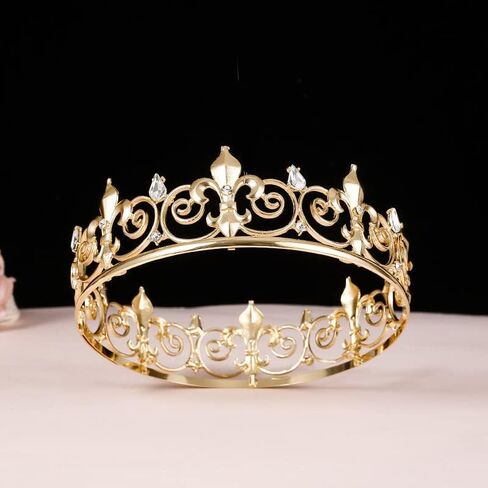 Royal Full King Crown Metal Crowns And Tiaras For Men Cosplay Wedding Prom Party Decorations Crown Headpieces Accessories in Saudi Arabia
