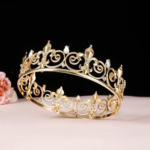Royal Full King Crown Metal Crowns And Tiaras For Men Cosplay Wedding Prom Party Decorations Crown Headpieces Accessories in Saudi Arabia