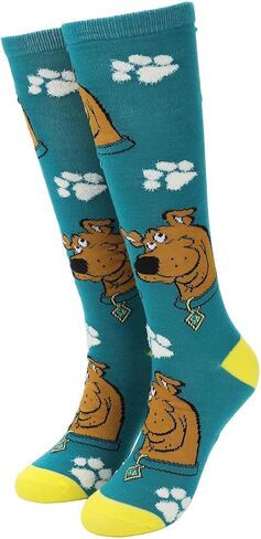 Bioworld Scooby Doo Knit Scooby Heads With Chenille Paws Women's Knee High Socks, Multicolored, One size in Saudi Arabia