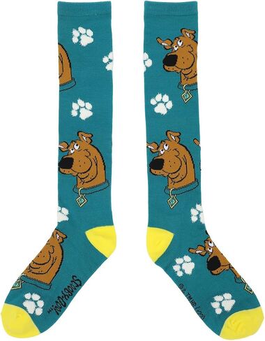 Bioworld Scooby Doo Knit Scooby Heads With Chenille Paws Women's Knee High Socks, Multicolored, One size in Saudi Arabia
