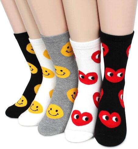 Big Smiley Heart Socks (Crew 5 pairs) BS 15 in Kuwait