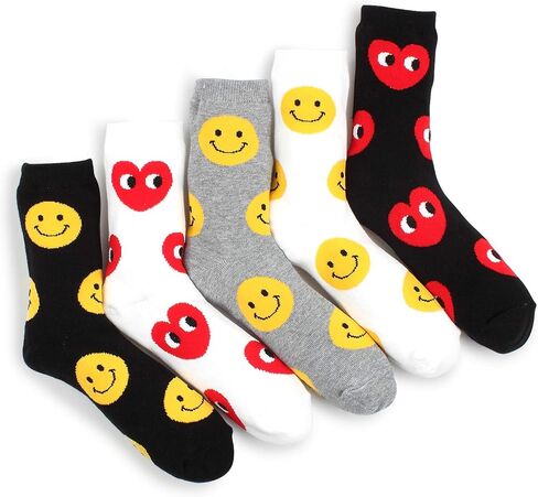Big Smiley Heart Socks (Crew 5 pairs) BS 15 in Kuwait