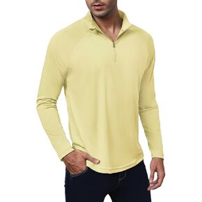 JOYMASAR Golf Shirts for Men - Long Sleeve Performance Solid Moisture Wicking Polo Shirt with Zipper