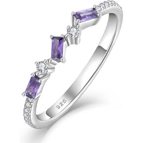 STARCHENIE Stackable Ring 925 Sterling Silver | Baguette Cut Eternity Bands for Women | Birthstone Rings Size 5-10