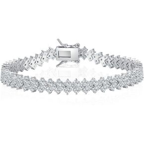 Gemsme Tennis Bracelet for Women 18K White Gold Plated Hypoallergenic 5A+ Cubic Zirconia Bracelets Wedding Party Prom 6.0/6.5/7.0/7.5/8.0 Inch