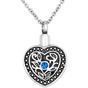 PanQueen Heart Love Birthstone Flower Urn Necklace for Ashes Pet Cremation Jewelry for Women Memorial Pendant Keepsake Stainless Steel in Kuwait