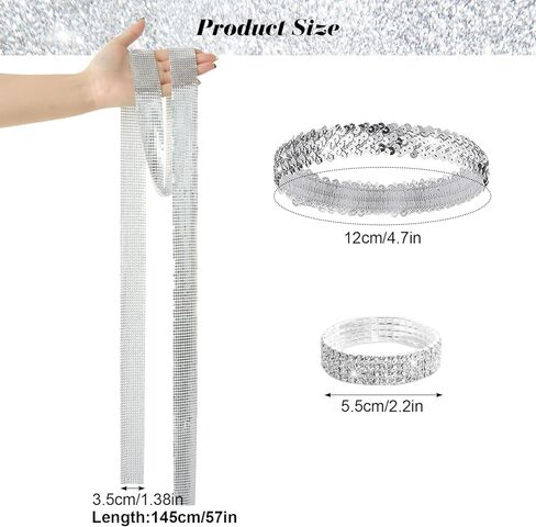 5 Pcs 70s Disco Accessories Women Disco Costume Jewelry Disco Sequin Scarf Headband Diamond Bracelet Earrings Sunglasses in Kuwait