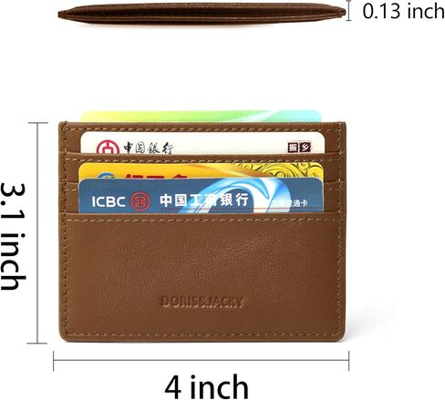 DORIS&JACKY Lambskin Minimalist Card Holder Unisex Slim Credit Card Case For Men And Women (DS901-Wine Red) in Saudi Arabia