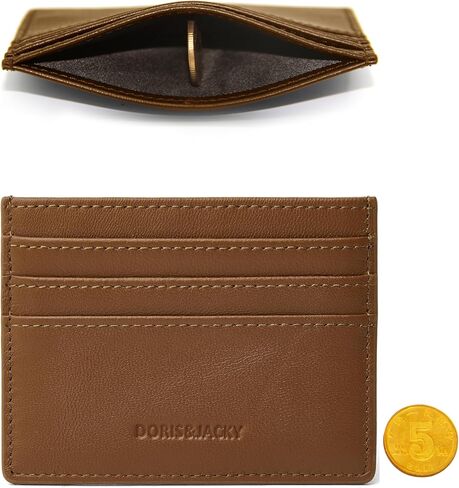 DORIS&JACKY Lambskin Minimalist Card Holder Unisex Slim Credit Card Case For Men And Women (DS901-Wine Red) in Saudi Arabia
