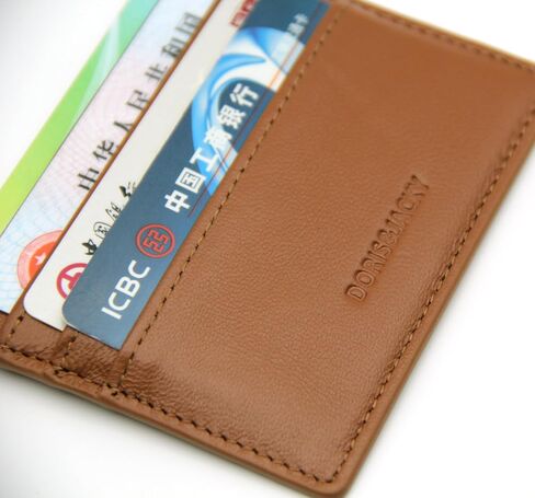 DORIS&JACKY Lambskin Minimalist Card Holder Unisex Slim Credit Card Case For Men And Women (DS901-Wine Red) in Saudi Arabia