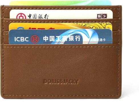 DORIS&JACKY Lambskin Minimalist Card Holder Unisex Slim Credit Card Case For Men And Women (DS901-Wine Red) in Saudi Arabia