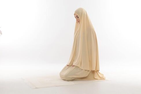 طقم خيمار نسائي إسلامي مكون من قطعتين فستان صلاة ناعم بروكا حجاب عباية، سجادة صلاة وخرز، طقم إسلامي in Kuwait