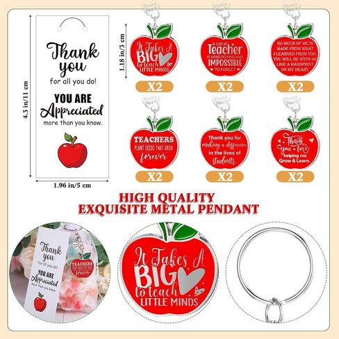 Sasylvia Teacher Appreciation Gift Keychain Bulk Thank You Teacher Gift Apple Keychain with Card Organza Bag in Saudi Arabia