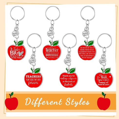 Sasylvia Teacher Appreciation Gift Keychain Bulk Thank You Teacher Gift Apple Keychain with Card Organza Bag in Saudi Arabia