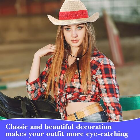 ليوموي 12 قطعة من قبعات رعاة البقر الغربية مع باندانا حمراء كلاسيكية من القش، قبعة مزارع للمزارعين لحفلات رعاة البقر روديو والحفلات التنكرية للنساء والرجال، احمر وازرق in Kuwait