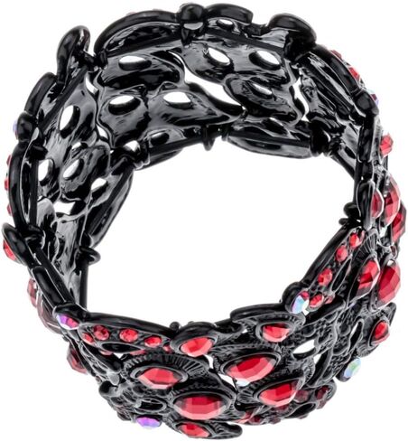 YACQ Women's Flower Stretch Cuff Bracelet fit Wrist Size 6-1/2 To 7-1/2 Inch - Comfortable Elastic Band & Floral Pattern Crystal Jewelry - Lead & Nickle Free - Halloween Costume Outfit in Saudi Arabia