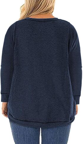 ROSRISS Plus Size Tops for Women Long Sleeve Shirts Casual Side Split Tees in Saudi Arabia