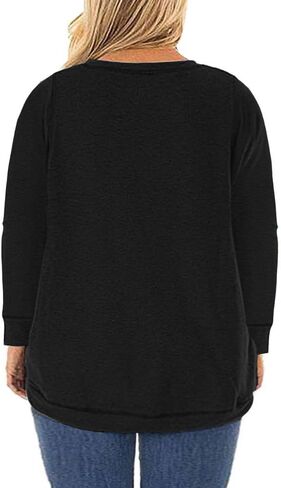 ROSRISS Plus Size Tops for Women Long Sleeve Shirts Casual Side Split Tees in Saudi Arabia