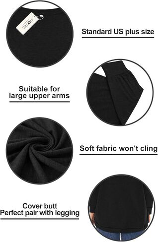 ROSRISS Plus Size Tops for Women Long Sleeve Shirts Casual Side Split Tees in Saudi Arabia