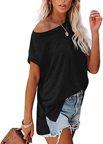 ELIY BASIC Women's Short Sleeve V Neck Pleated T Shirts Summer Loose Fit Basic Tunic with Side Shirring Casual Top Tees in Saudi Arabia
