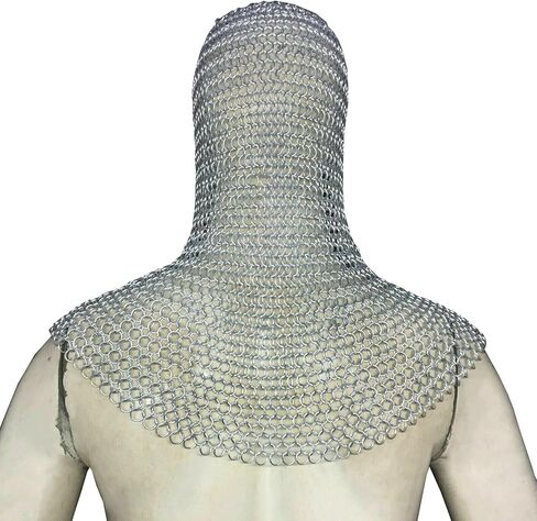 Chainmail Coif، غطاء محرك السيارة من الألومنيوم مقاس 10 مم، سلسلة البريد في العصور الوسطى، درع إعادة الإعمار SCA LARP، غطاء محرك السيارة، Chainmail Coif in Saudi Arabia