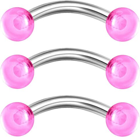 MATIGA 3Pcs Steel 16g 5/16 8mm curved barbell Piercing Jewelry Rook Cartilage Tragus Daith Eyebrow 3mm Acrylic Ball More Choices in Saudi Arabia