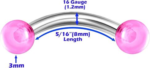 MATIGA 3Pcs Steel 16g 5/16 8mm curved barbell Piercing Jewelry Rook Cartilage Tragus Daith Eyebrow 3mm Acrylic Ball More Choices in Saudi Arabia
