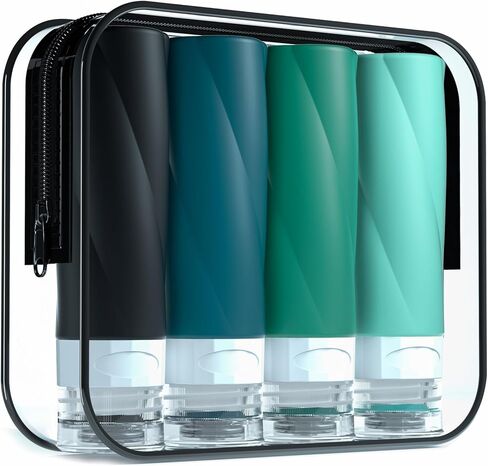 Gemice Travel Bottles for Toiletries, 3oz Tsa Approved Travel Size Containers BPA Free Leak Proof Travel Tubes Refillable Liquid Travel Accessories with Clear Toiletry Bag (4 Pack) in Saudi Arabia