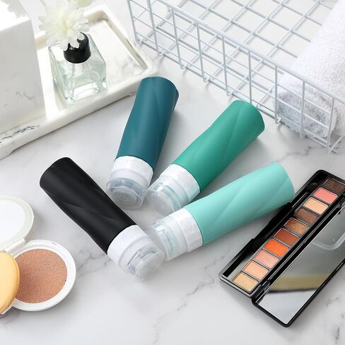 Gemice Travel Bottles for Toiletries, 3oz Tsa Approved Travel Size Containers BPA Free Leak Proof Travel Tubes Refillable Liquid Travel Accessories with Clear Toiletry Bag (4 Pack) in Saudi Arabia