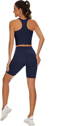 مجموعات التمارين الرياضية من TAIPOVE للنساء، سراويل اليوغا عالية الخصر مع جيوب، قميص بدون أكمام برقبة عالية in Kuwait